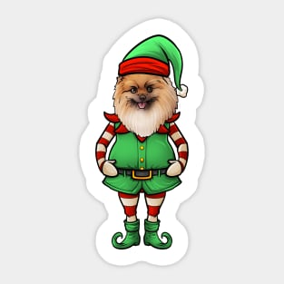 Pomeranian Christmas Elf Sticker